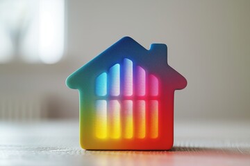 Wall Mural - colorful neon house sculpture in rainbow hues representing diversity and vibrant living environments