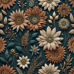 Sticker - seamless floral pattern