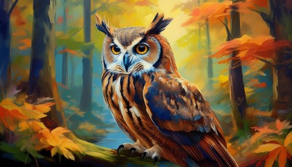 Wall Mural - illustration of Great Horned Owl