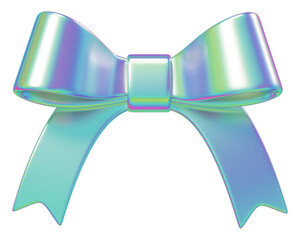 Wall Mural - Holographic ribbon bow png 3D element, transparent background