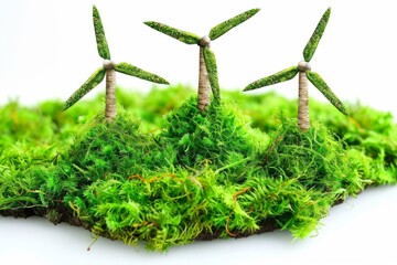 Sprouting young plants from lush green moss symbolizing new beginnings and natural growth.