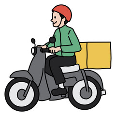 Sticker - PNG Delivery man on motorcycle, collage element, transparent background