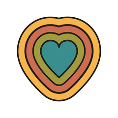 Sticker - Groovy heart png, love illustration, transparent background