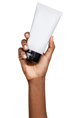 Sticker - Black woman holding a cream tube transparent png