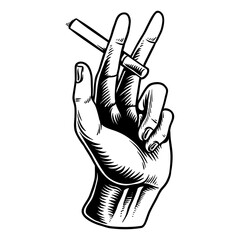 Wall Mural - hand drawn hand holding a cigarette design element