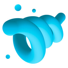 Sticker - Twisted 3D png abstract shape clipart, blue liquid texture on transparent background