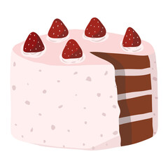 Sticker - Strawberry cake png, food sticker illustration