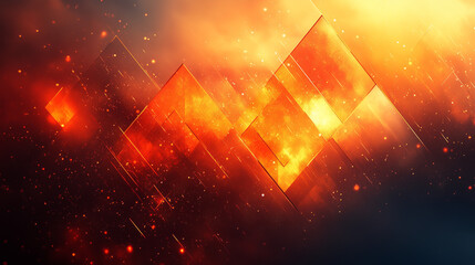 Wall Mural - abstract background with orange geometric lines with geometric shapes and lines and soft glow