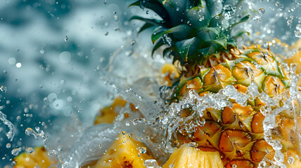 Canvas Print - pineapple with water splash