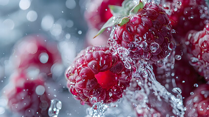 Canvas Print - red berry with water splash