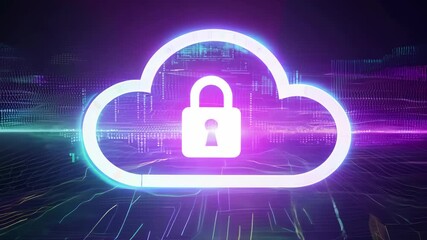 Wall Mural - lock cloud computing network safe encrypted storage personal data protection verified technology enc