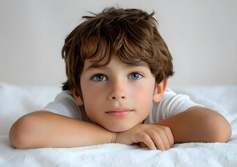 Portrait of a boy with brown hair and blue eyes