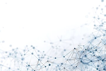 Poster - Abstract technology background with interconnected dots and lines, forming digital network or global connectivity concept. grey blue colors. white space in the middle for tex