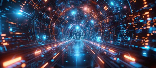 Wall Mural - Futuristic Digital Tunnel