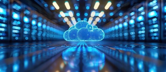 Wall Mural - Digital Cloud Symbol in a Server Room