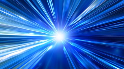 Sticker - Abstract blue light speed background with motion blur and glowing lines, futuristic technology concept