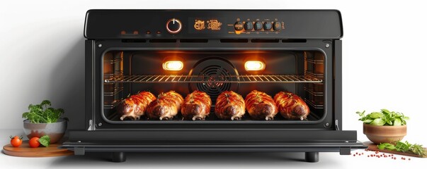 Modern oven showcasing delicious roasted chicken, perfect for culinary enthusiasts and home cooks. Ideal kitchen appliance.