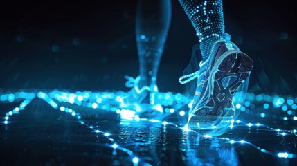 Sticker - Digital Athlete Running on Glowing Path