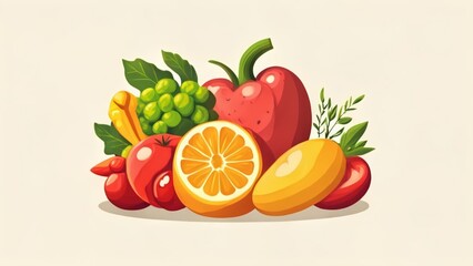 Sticker -  Fresh produce for a healthy diet