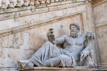 Wall Mural - Rome, Italy. Fountain of the Goddess Roma. Capitoline Hill in the center of Rome