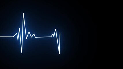 glowing red neon heartbeat pulse rate line. health and medical concept. ekg pulse wave, cardiogram a