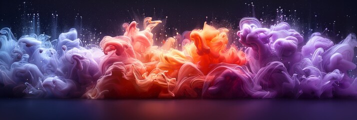Wall Mural - a colorful and striking abstract smoke art piece featuring vibrant swirls and mesmerizing waves