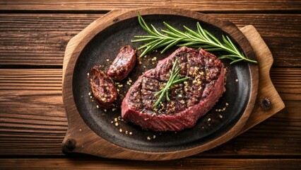 Wall Mural -  Deliciously grilled steak ready to be savored