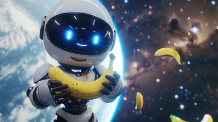 Wall Mural - Astronaut Robot with Banana