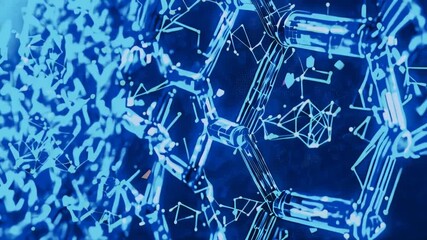 Wall Mural - blue futuristic chemical structural formulas health care and science medical innovation loop backgro