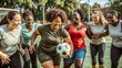 © Faiqdesigner - Photo of a diverse group of women playing football together promoting inclusivity and unity.