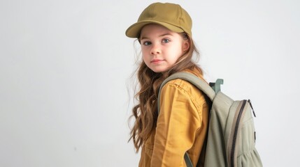 Wall Mural - A young girl wearing a yellow jacket