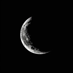 Wall Mural - crescent moon on black background, elegant lunar phase, high-resolution moon imagery, clear crescent