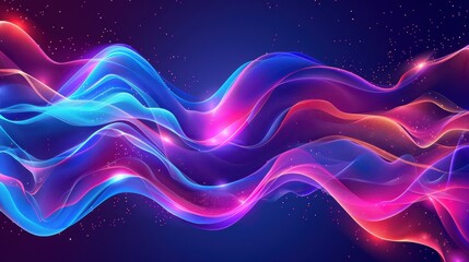 Wall Mural - Vibrant Abstract Waves on Purple Background - Digital Art Concept