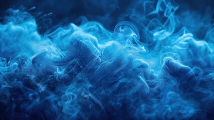 A captivating vision of ethereal blue smoke swirling in an abstract formation, evoking a sense of mystery, tranquility, and the fluid, ever-changing nature of smoke.