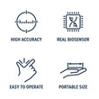 © Dmitry Kovalchuk - Real biosensor, High accuracy, Portable size, Easy to operate - icons in bold line