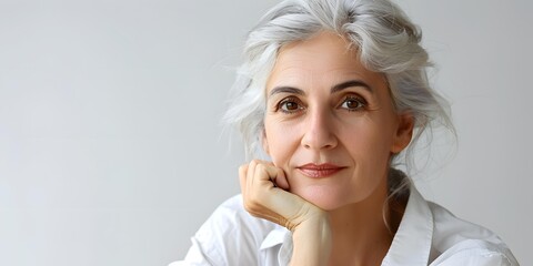 Wall Mural - portrait of a beautiful caucasian woman with gray hair