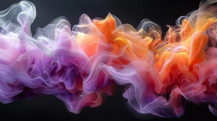 Wall Mural - a vibrant abstract smoke art piece showcasing stunning purple and orange hues mesmerizingly