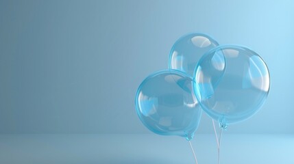 Wall Mural - Transparent Balloons on Blue Background