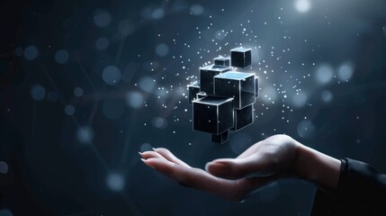 Hand Holding Digital Cubes
