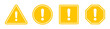 © Kingwardobe - Hazard symbol in yellow color with white exclamatory symbol in different shapes. Caution symbols set with exclamation mark in various shapes. Danger warning icon set.