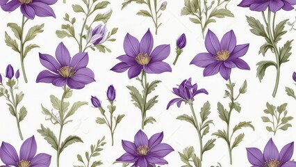 Wall Mural - Illustration of a white background with floral motifs