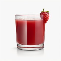 Wall Mural - Medium shot of Glass of strawberry juice near the strawberry, isolated on a white background, 