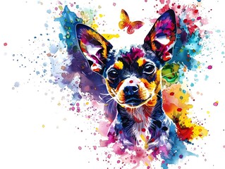 Wall Mural - Playful Dog with Fairy Dust Sticker Design for Shirts and Apparel