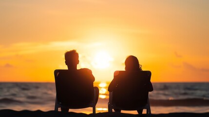 silhouette people on a beach sunset