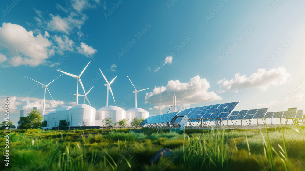 A harmony of renewable energy sources with wind turbines and solar ...