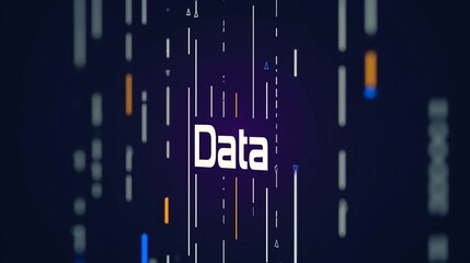 Wall Mural - abstract visualization of data mining with digital lines and 'data' text.
