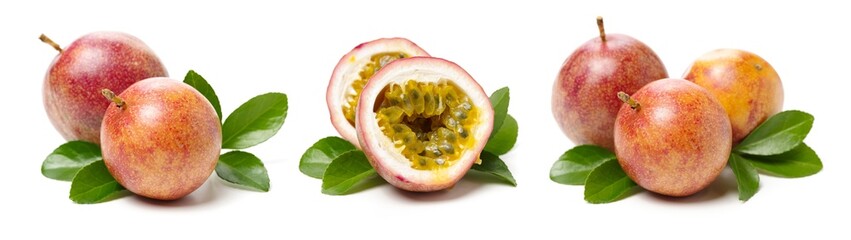 Wall Mural - Passion fruit on white background