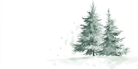 Watercolor background with pine fir tree for christmas illustration