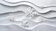 © Volodymyr - A snowy abstract background with a layered paper effect, featuring cut-out snowflakes in various shapes and sizes. The intricate design adds depth and texture.