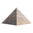 © Miso Ai - A detailed view of an ancient Egyptian pyramid made of large stone blocks, isolated on a white background.